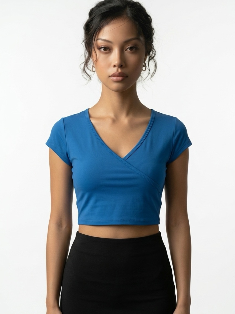 HALARA | NEW Blue V-Neck Wrap Crop Top Women’s Size Medium